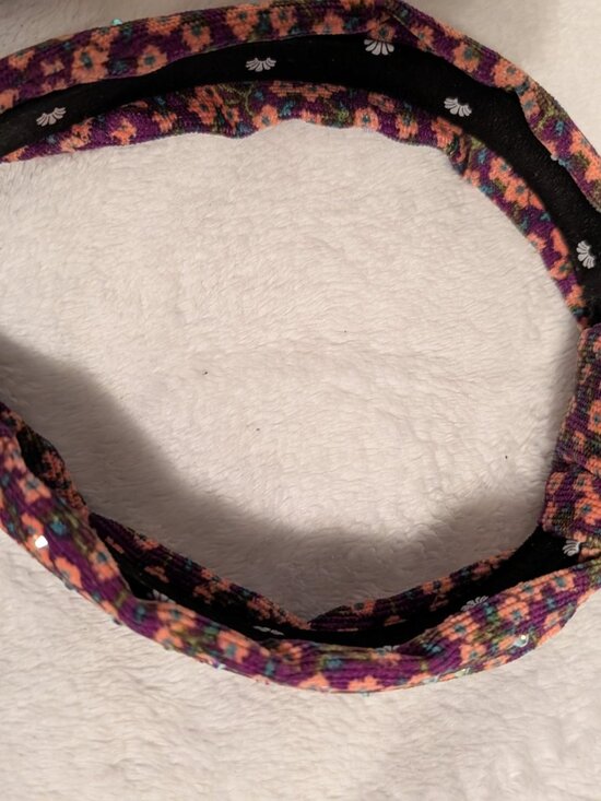 Rare! Purple Floral, cord, Lele Sadoughi headband main image 4